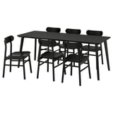 Un ensemble de salle à manger LISABO noir avec une table rectangulaire et quatre chaises assorties.