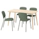 LISABO / VIHALS Table et 4 chaises, plaqué frêne/vert Tibbleby gris-vert, 140x78 cm