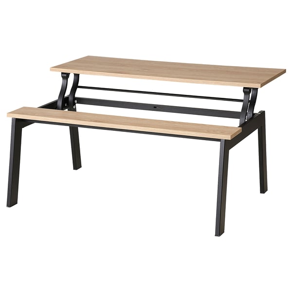 LJUNGSBRO Table basse, réglable noir/motif chêne, 104x70 cm IKEA Belgique