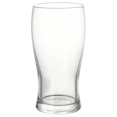 Verre vide, transparent de forme effilée, conçu pour la bière avec un corps incurvé et une large ouverture, assis sur une base plate.