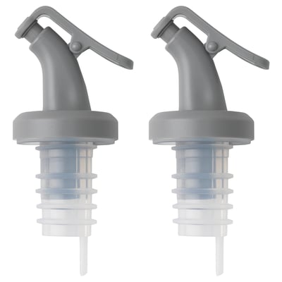 Deux verseurs LÖSTAGBAR gris pour les liquides, pas de déversement.