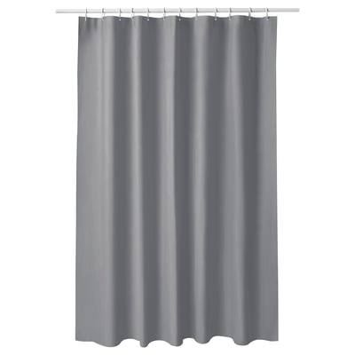 Rideau de douche gris au design simple, en peva hydrofuge.
