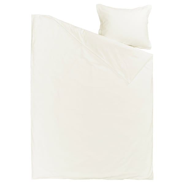 Une housse de couette LUKTVICKER en blanc avec une texture gaufre en coton 100 % doux, conçue pour le confort.