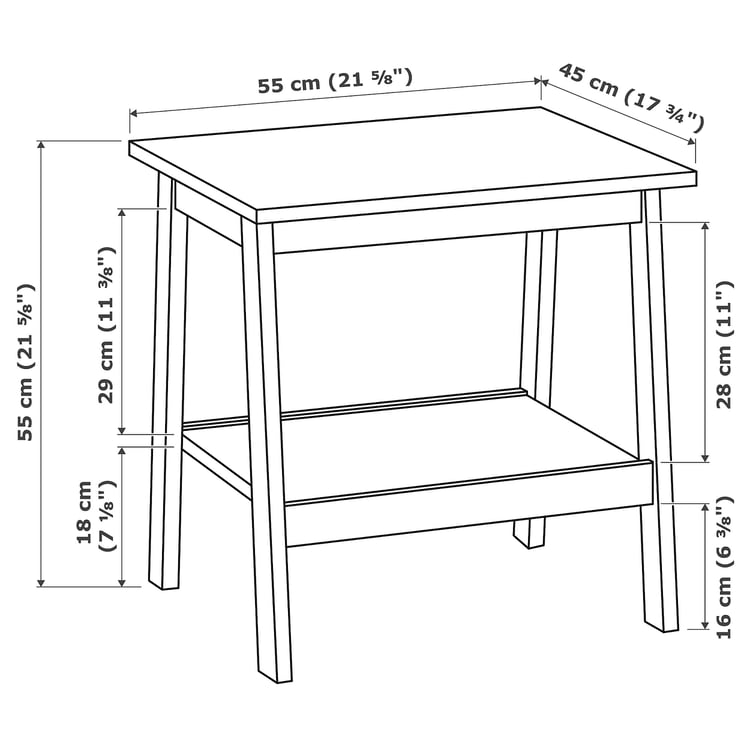 LUNNARP Table d'appoint, blanc, 55x45 cm IKEA Belgique