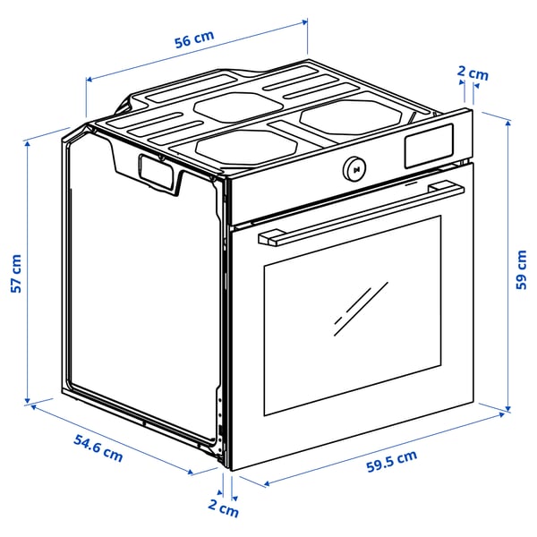 Illustration avec les mesures du produit : MÅGEBO.