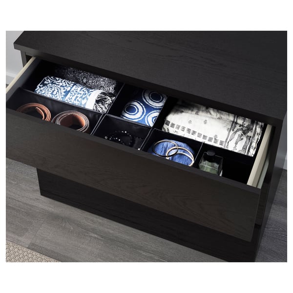 Malm Commode 3 Tiroirs Brun Noir 80x78 Cm Ikea