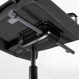 Détail du dessous des chaises ergonomiques : mécanique métallique robuste, supports réglables.