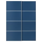 Portes d’armoire coulissantes MEHAMN bleues au design moderne et minimaliste de forme rectangulaire.