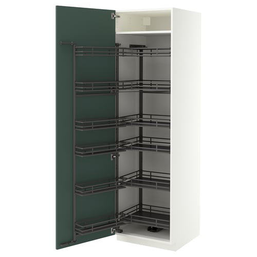 METOD Armoire avec rangement coulissant, blanc/Aspudden gris-vert foncé, 60x60x200 cm