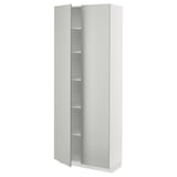 Une armoire de cuisine ikea METOD moderne et blanche avec des portes gris clair, un design élégant et des lignes épurées.