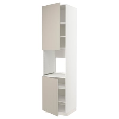 Armoire de cuisine METOD beige avec étagères réglables, porte réversible, panneau de particules et finition polyester.