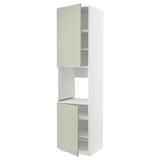 Armoire de cuisine METOD verte avec portes ouvertes, exposant des étagères à l’intérieur.