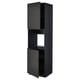 Armoire de cuisine haute noire avec étagère réglable, portes noires mates, design moderne.