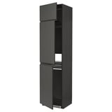 Armoire de cuisine METOD gris foncé, design moderne, haute et mince avec étagère réglable et poignées intégrées.