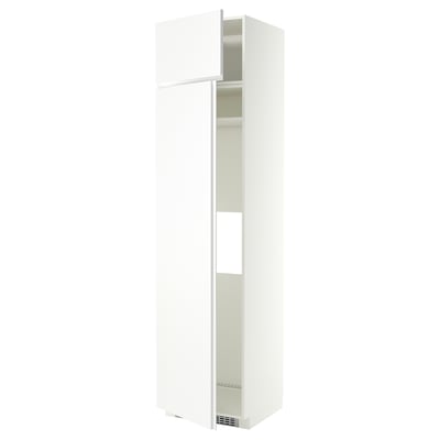 METOD Armoire réfrigérateur/congélateur, blanc/VOXTORP blanc mat poignée verticale, 60x60x240 cm