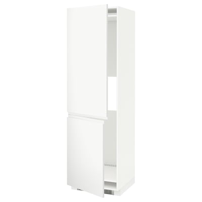 Armoire de cuisine Ikea METOD, blanche, rectangulaire, moderne, design minimaliste, deux portes, une étagère.
