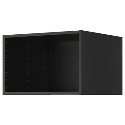 Armoire de cuisine METOD noire. Trous rectangulaires pré-percés pour étagères réglables.