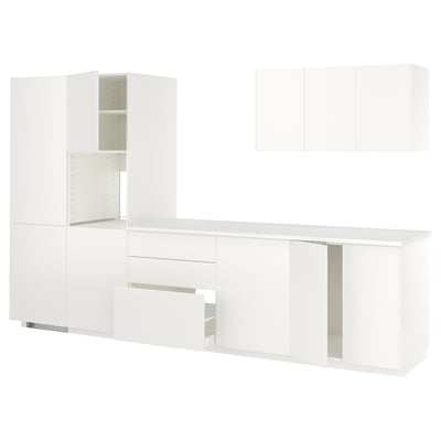 METOD Cuisine, blanc/Veddinge blanc, 346x60x208 cm
