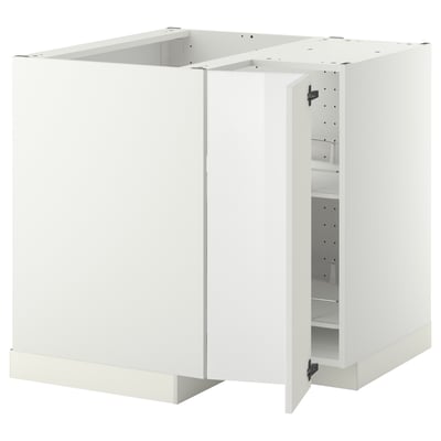 Armoire de cuisine blanche pour le rangement, design moderne, en forme de L.