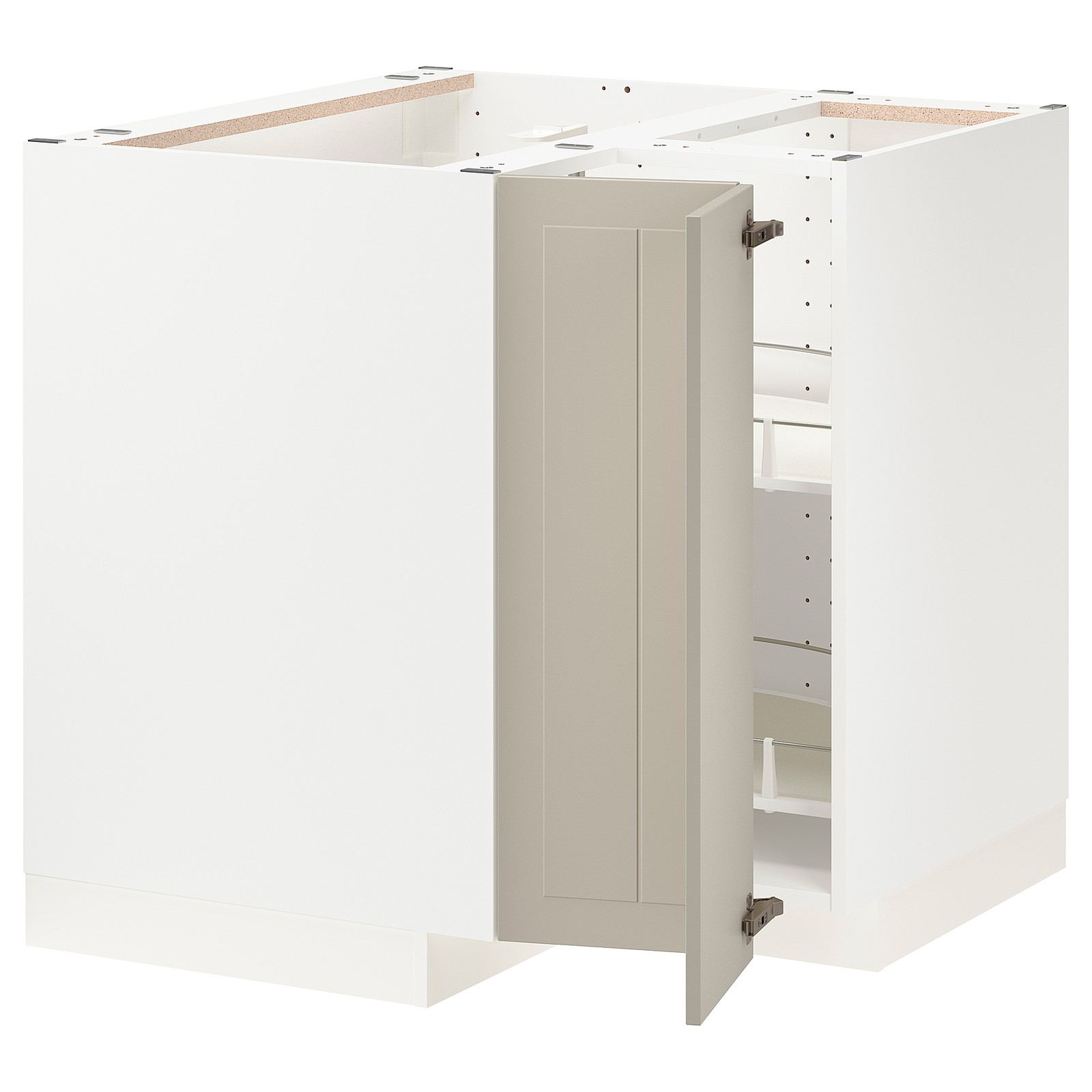 METOD Élément bas angle+rgt pivotant - blanc/Stensund beige - IKEA