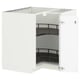 METOD Élément bas angle+rgt pivotant, blanc/Voxtorp blanc mat, 88x88 cm