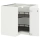 METOD Élément bas angle+rgt pivotant, blanc/Voxtorp brillant/blanc, 88x88 cm
