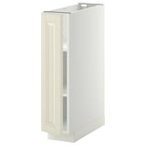 Armoire de cuisine METOD blanche, portes bodbyn blanc cassé, rectangulaires, bords biseautés.