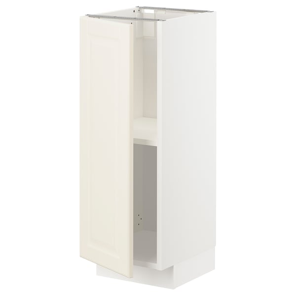 Armoire METOD blanc cassé avec bords biseautés, rectangulaires, étagères réglables.