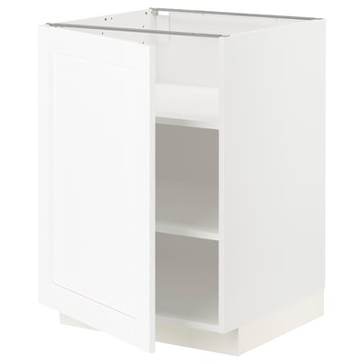 Armoire de cuisine blanche avec porte unique, étagères réglables.