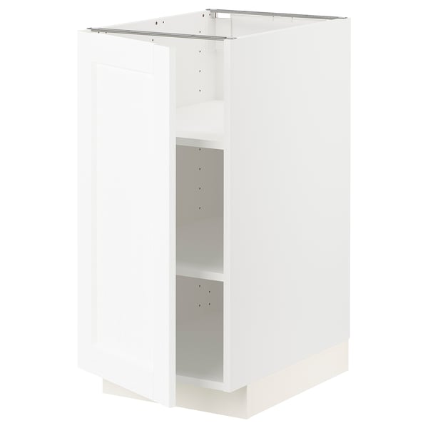 Meuble de cuisine METOD en blanc avec étagères réglables, de forme carrée, design moderne.