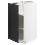Armoire de cuisine METOD grise avec porte biseautée et étagères réglables.