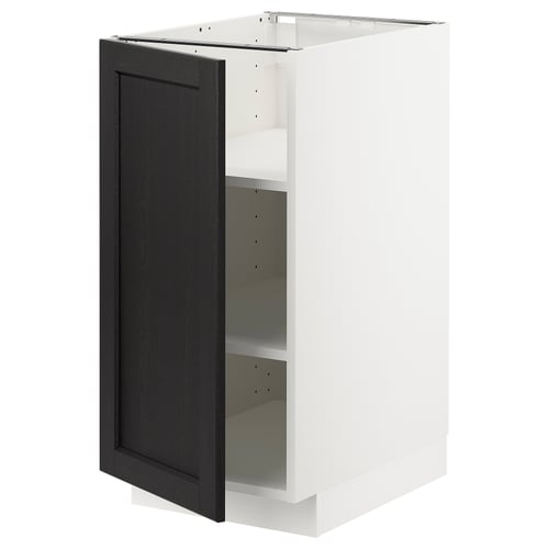 Armoire de cuisine METOD grise avec porte biseautée et étagères réglables.