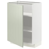 Meuble de cuisine METOD, blanc et vert, en bois, rectangulaire, porte à panneau plat.