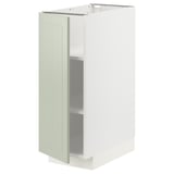 Un meuble de cuisine METOD blanc avec une porte en stensund vert. Son rectangulaire avec des étagères réglables et un design élégant et moderne.