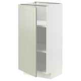 Armoire de cuisine vert clair, design moderne, avec une seule porte et deux étagères.