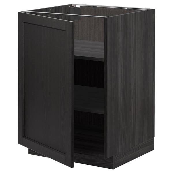 Armoire de cuisine gris foncé avec porte unique, une étagère, forme carrée, en bois.