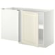 Armoire de cuisine surréaliste METOD en blanc cassé avec porte biseautée, rectangulaire et design minimaliste.