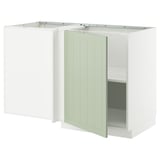 Meuble de cuisine METOD en blanc avec porte verte, design d’angle.