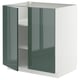 Meuble de cuisine METOD, gris-vert brillant, design moderne, avec étagères, cadre robuste.