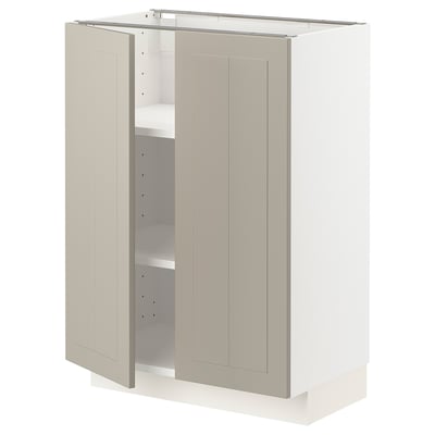 Armoire de cuisine METOD beige avec intérieur blanc, rectangulaire, deux portes.