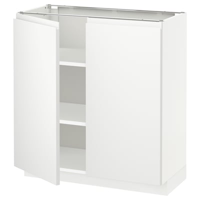 Meuble de cuisine METOD blanc avec 2 étagères ouvertes. Finition moderne, minimaliste et mate. Forme carrée. Étagères réglables.