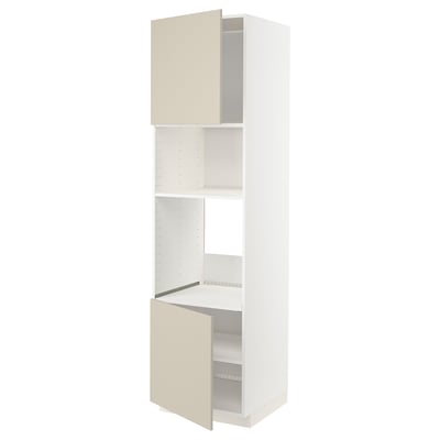 Armoire de cuisine METOD en beige avec deux étagères réglables, de forme haute et rectangulaire pour un rangement organisé.