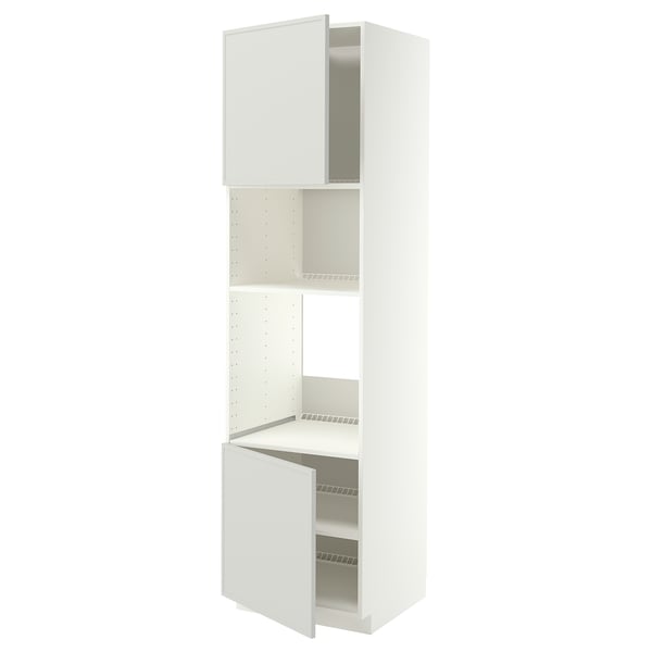 METOD Élément haut pr appareils encastrés, blanc/Aspudden gris clair, 60x60x220 cm
