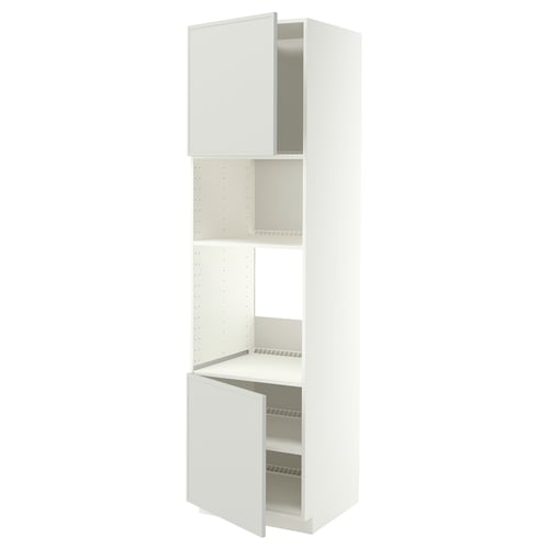 METOD Élément haut pr appareils encastrés, blanc/Aspudden gris clair, 60x60x220 cm