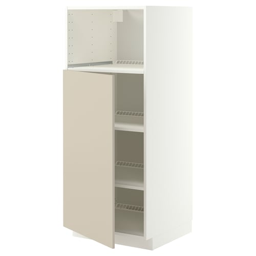 METOD Élément haut pr appareils encastrés, blanc/Havstorp beige, 60x60x140 cm