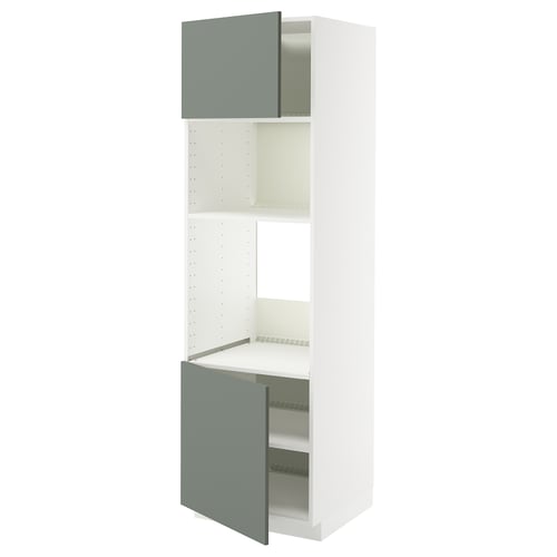 Meuble de cuisine METOD avec portes gris-vert, étagère réglable, cadre blanc.