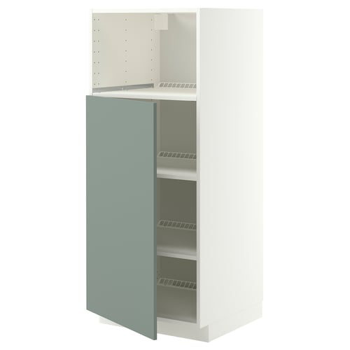 METOD Élément haut pr appareils encastrés, blanc/Nickebo gris mat-vert, 60x60x140 cm