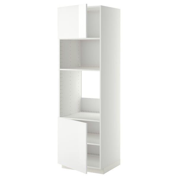 Armoire de cuisine METOD blanche, moderne, haute, avec étagères.
