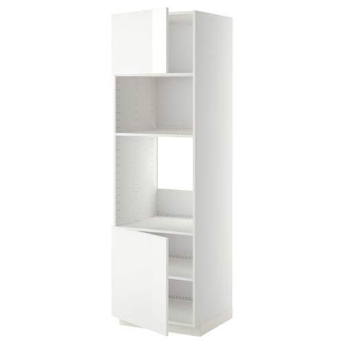 Armoire de cuisine METOD blanche, moderne, haute, avec étagères.