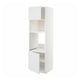 Armoire de cuisine METOD blanche, haute avec portes ouvertes, design moderne.